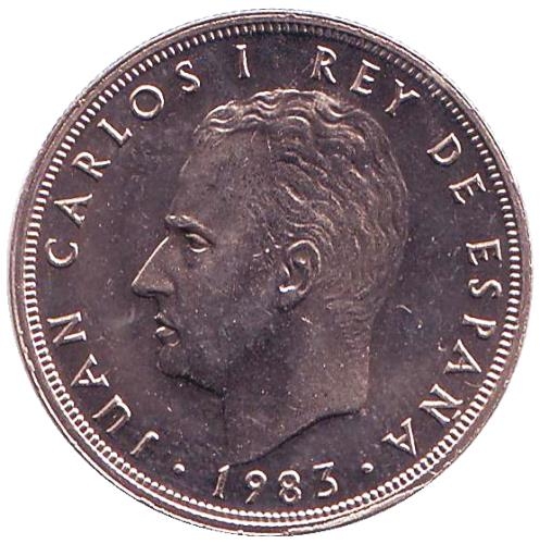 Монета 5 песет. 1983г. Испания. (F)