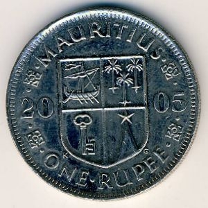 Монета 1 рупия. 2005г. Маврикий. (F)
