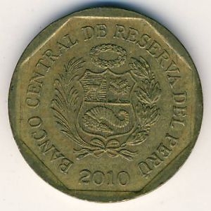 Монета 10 сентимо. 2010г. Перу. (F)