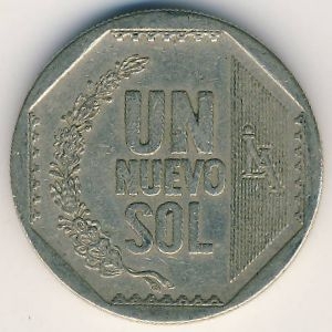 Монета 1 новый соль. 2001г. Перу. (F)