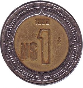 Монета 1 песо. 1993г. Мексика. (F)