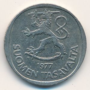 Монета 1 марка. 1977г. Финляндия. (F)