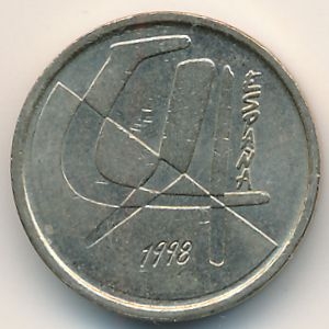 Монета 5 песет. 1998г. Испания. (F)