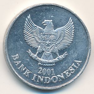 Монета 100 рупий. 2001г. Индонезия. Пальмовый какаду. (F)