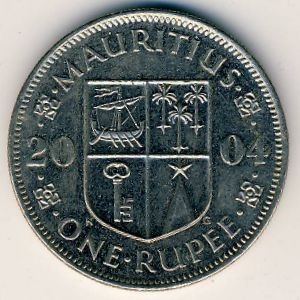 Монета 1 рупия. 2004г. Маврикий. (F)
