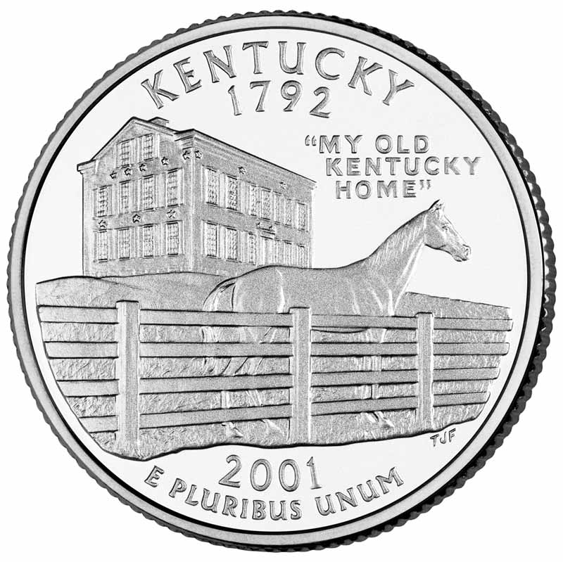 Монета квотер. США. 2001г. Kentucky 1792. (P). (UNC)