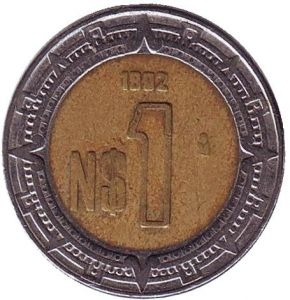 Монета 1 песо. 1992г. Мексика. (F)