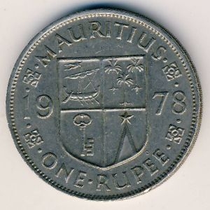 Монета 1 рупия. 1978г. Маврикий. (F)