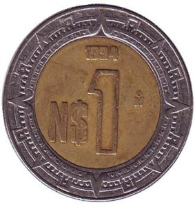 Монета 1 песо. 1994г. Мексика. (F)