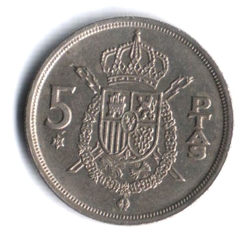 Монета 5 песет. 1975г. Испания. (F)