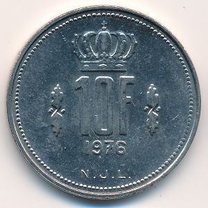 Монета 10 франков. 1976г. Люксембург. (F)