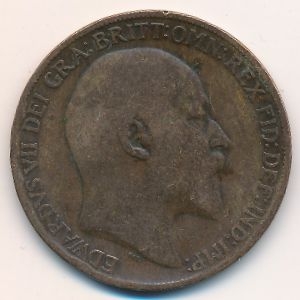 Монета 1 пенни. 1909г. Великобритания. (F)