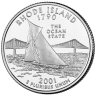 Монета квотер. США. 2001г. Rhode-Island 1790. (D). (UNC)