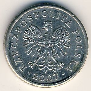 Монета 10 грошей. 2007г. Польша. (F)