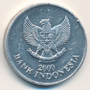 Монета 100 рупий. 2000г. Индонезия. Пальмовый какаду. (F)
