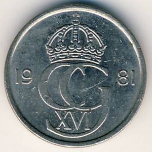 Монета 10 эре. 1981г. Швеция. (F)