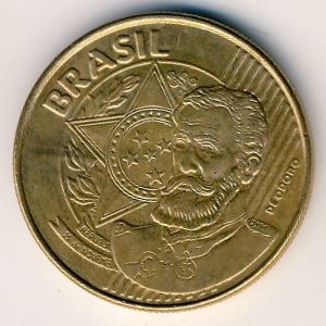 Монета 25 сентаво. 2013г. Бразилия. Мануэл Деодору да Фонсека. (F)