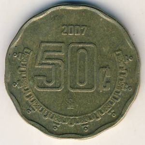 Монета 50 сентаво. 2007г. Мексика. (F)