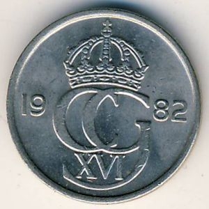 Монета 10 эре. 1982г. Швеция. (F)