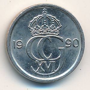 Монета 10 эре. 1990г. Швеция. (F)