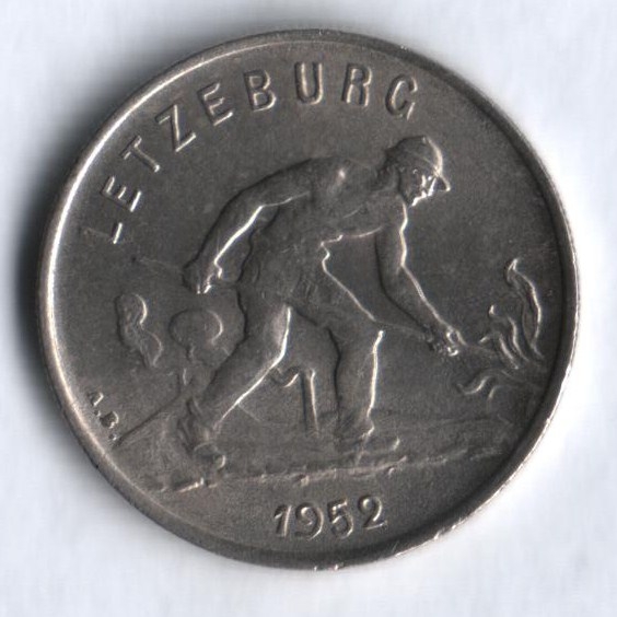 Монета 1 франк. 1952г. Люксембург. (F)