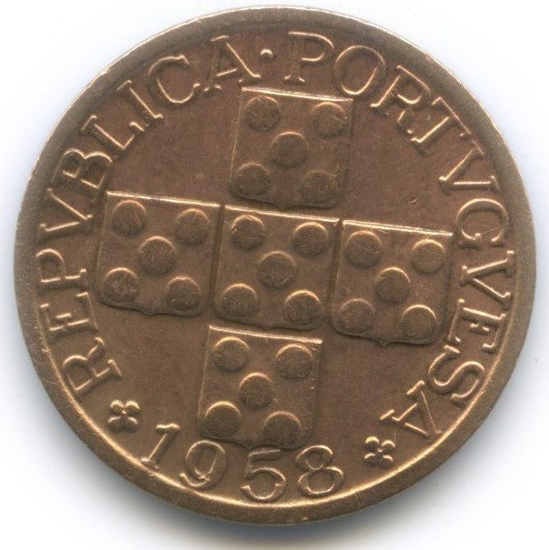 Монета 20 сентаво. 1958г. Португалия. Ростки. (VF)