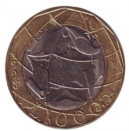 Монета 1000 лир. 1998г. Италия. Европейский союз. (F)