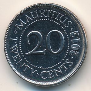 Монета 20 центов. 2012г. Маврикий. (F)