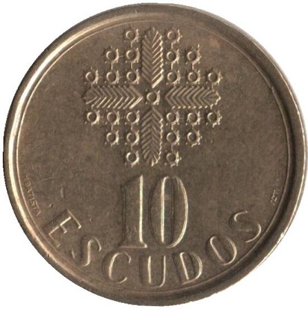 Монета 10 эскудо. 1987г. Португалия. (F)