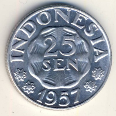 Монета 25 сен. 1957г. Индонезия. (F)