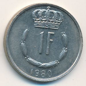 Монета 1 франк. 1980г. Люксембург. (F)