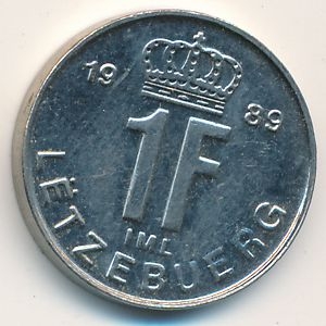 Монета 1 франк. 1989г. Люксембург. (F)