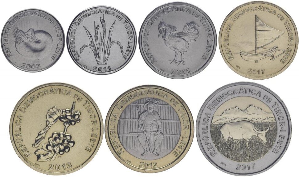 Набор монет Восточный Тимор. 2003-2017г. (UNC) (7 шт.)