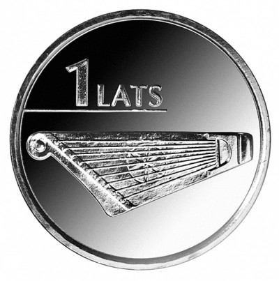 Монета 1 лат. 2013г. Латвия. Гусли. (UNC)