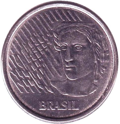 Монета 10 сентаво. 1996г. Бразилия. Фигура Республики. (F)