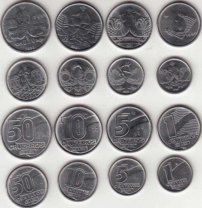 Набор монет Бразилия. "Профессии" 1989-1992г. (8 шт.)