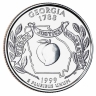 Монета квотер. США. 1999г. Georgia 1788. (D). (UNC)