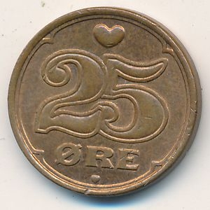 Монета 25 эре. 2007г. Дания. (F)