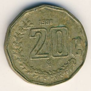 Монета 20 сентаво. 1998г. Мексика. (F)