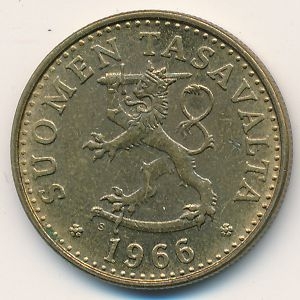 Монета 20 пенни. 1966г. Финляндия. (F)