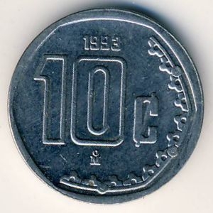 Монета 10 сентаво. 1993г. Мексика. (F)