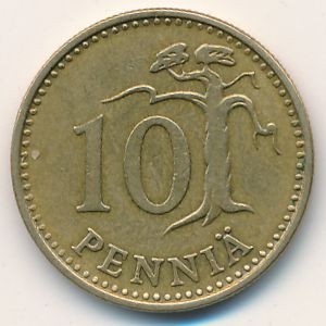 Монета 10 пенни. 1976г. Финляндия. (F)