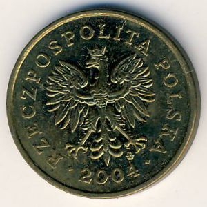 Монета 2 гроша. 2004г. Польша. Дубовые листья. (F)