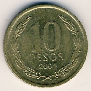 Монета 10 песо. 2004г. Чили. Бернардо О’Хиггинс. (F)