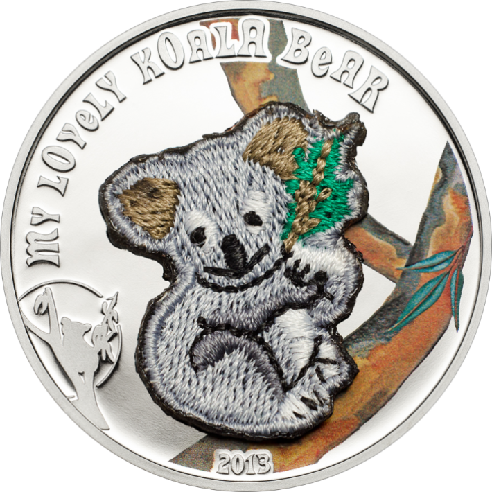 Монета 5 долларов. 2013г. Палау. «Моя прекрасная коала». Серебро. (UNC)