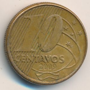 Монета 10 сентаво. 2009г. Бразилия. Педру I. (F)