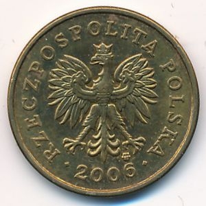 Монета 2 гроша. 2006г. Польша. Дубовые листья. (F)