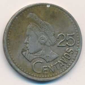 Монета 25 сентаво. 1991г. Гватемала. Индианка. (F)