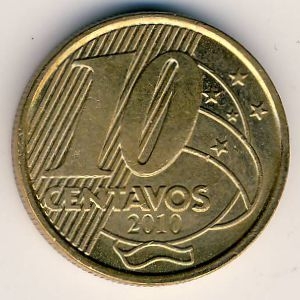 Монета 10 сентаво. 2010г. Бразилия. Педру I. (F)