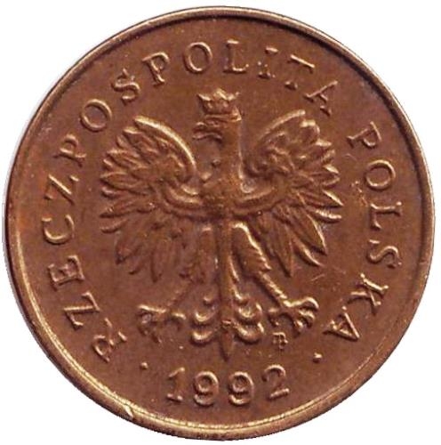 Монета 2 гроша. 1992г. Польша. Дубовые листья. (F)